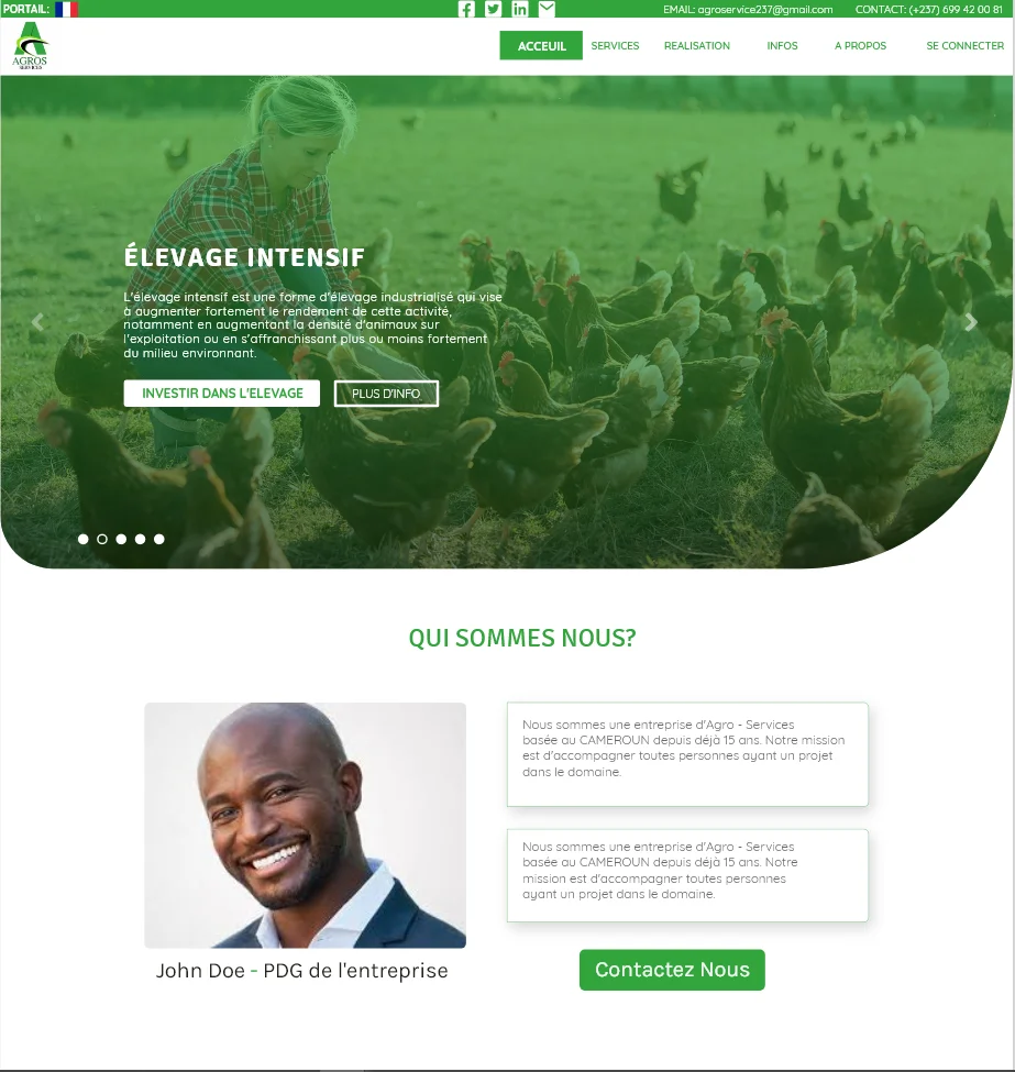 Mockup of Agros Service Website
